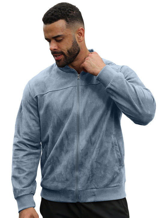 Herren Velours-Trainingsjacke mit Reißverschluss und Stehkragen Shop Nory