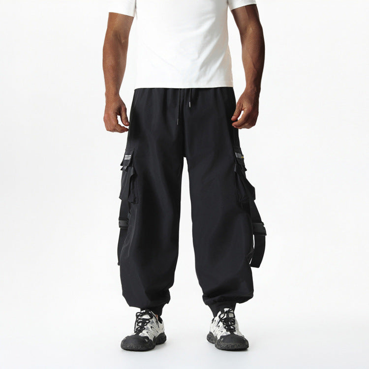 Herren Utility-Cargo-Jogginghose mit Tunnelzug, Beinschnallen & Mehrfachtaschen Shop Nory