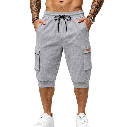 Herren Dreiviertel-Sweat-Cargo mit elastischem Bund, Kordelzug und Mehrfachtaschen Shop Nory