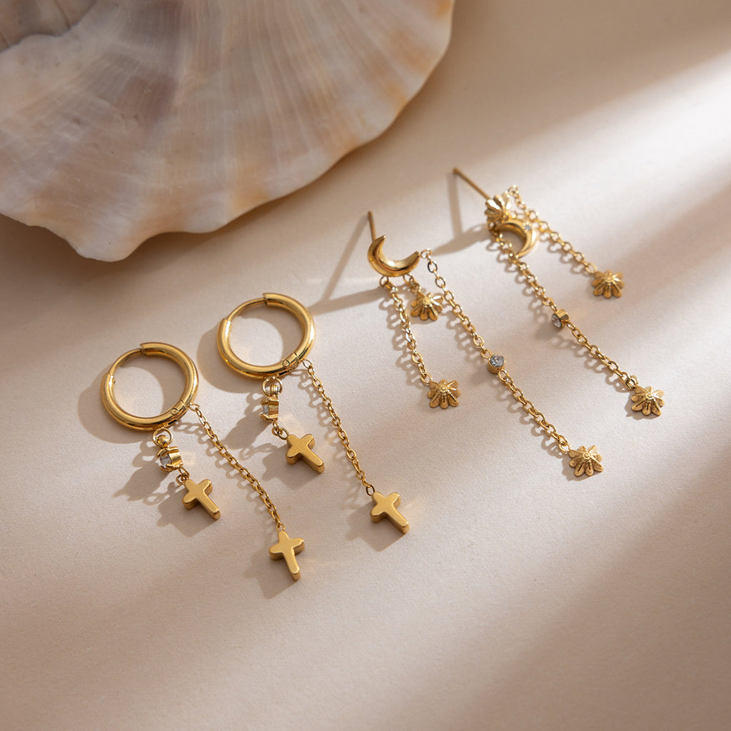 Damen Ohrhänger mit elegantem Kreuzdesign und funkelnden Kristallen Shop Nory