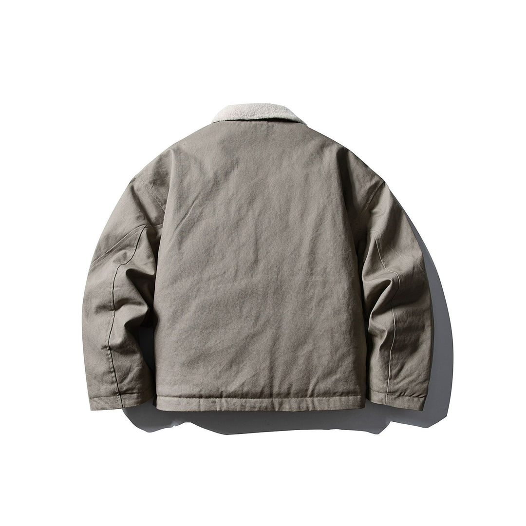 Unisex Kurzer Canvas-Fieldblouson mit Teddykragen und Zwei-Wege-Reißverschluss Shop Nory