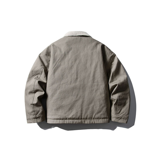 Unisex Kurzer Canvas-Fieldblouson mit Teddykragen und Zwei-Wege-Reißverschluss Shop Nory