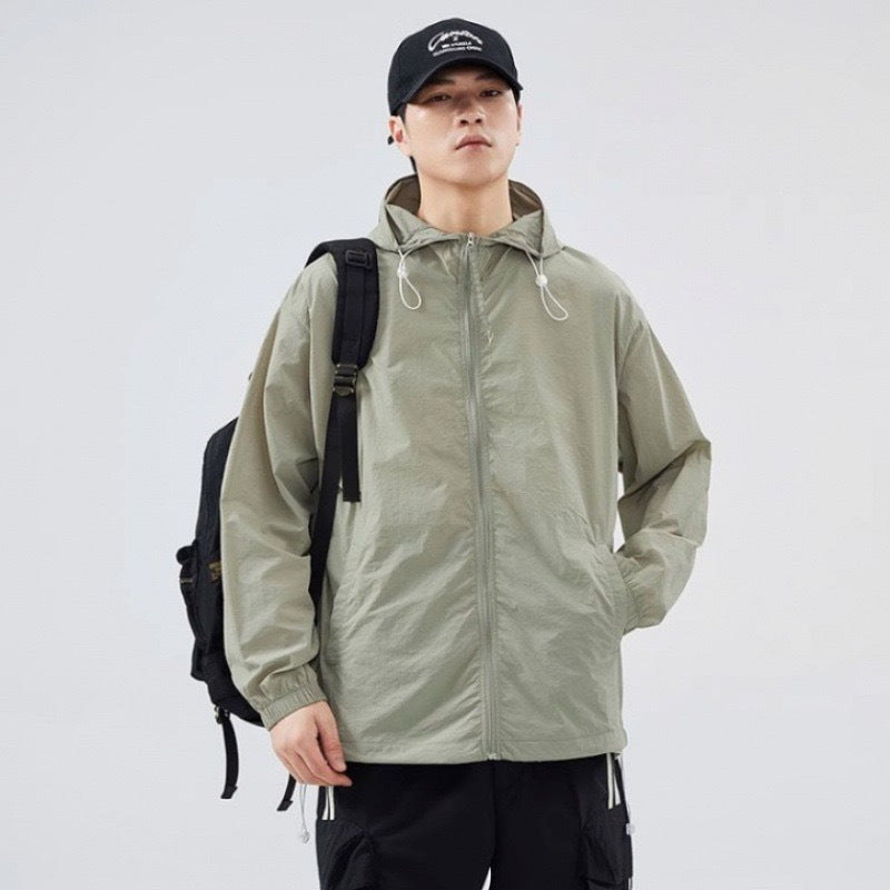 Herren leichte Windjacke mit praktischen Taschen und verstellbarem Kapuzen-Design