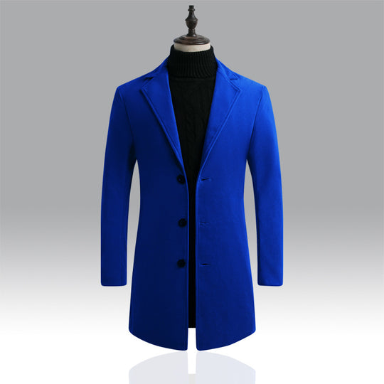 Herren Taillierter einreihiger Wollmantel mit Reverskragen und schlanker Silhouette Shop Nory