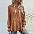 Damen Kapuzenpullover mit schicker Rüsche Shopnory