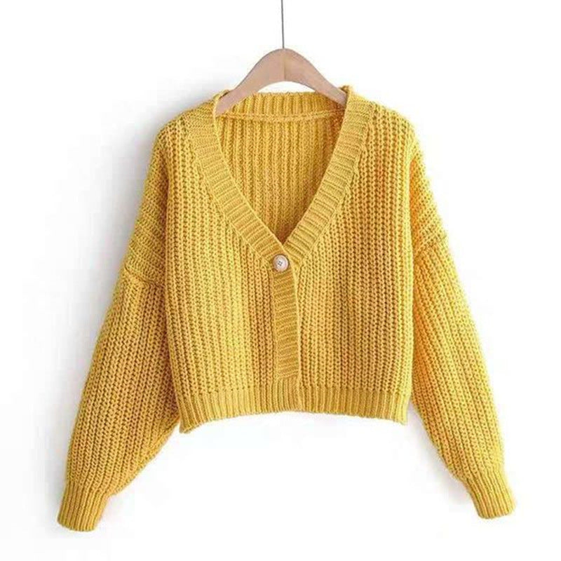 Damen Grob gestrickte Cardigan mit tiefem V-Ausschnitt und lockerer Passform
