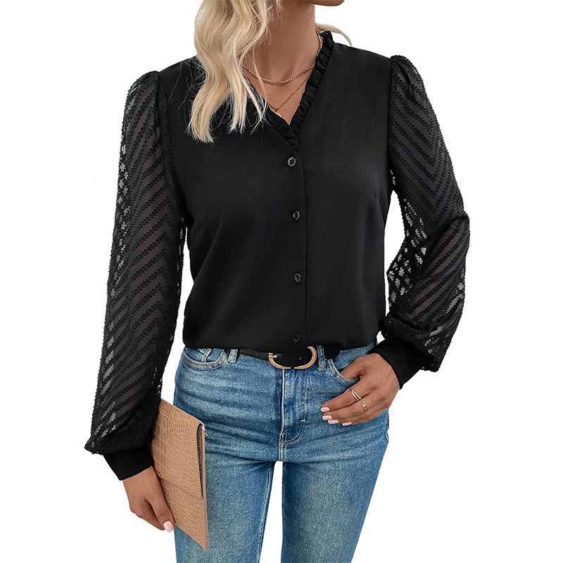 Damen Elegante V-Ausschnitt-Bluse Shop Nory