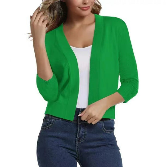 Damen nan offener Kurzcardigan mit dreiviertelärmeln und elastischem Saum Shop Nory
