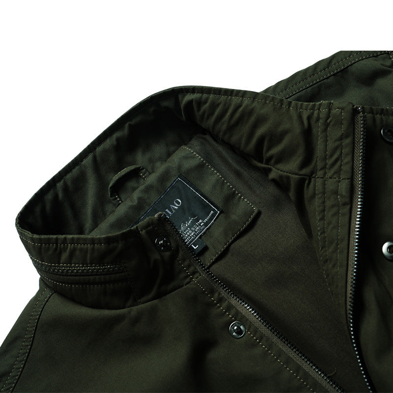 Herren Canvas-Fieldjacke im Bomberstil mit Stehkragen, Taschenklappen und elastischen Bündchen Shop Nory