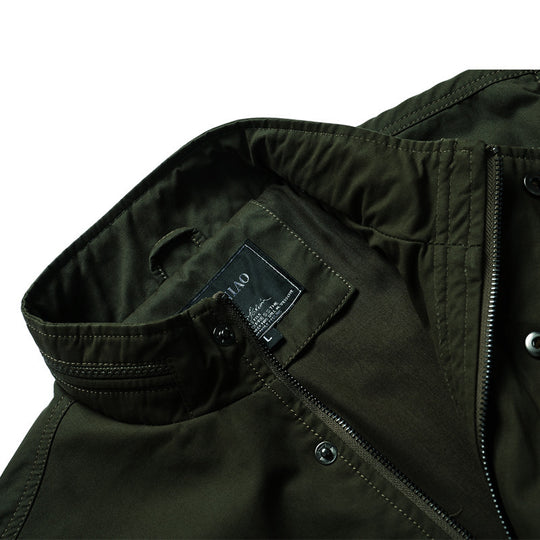 Herren Canvas-Fieldjacke im Bomberstil mit Stehkragen, Taschenklappen und elastischen Bündchen Shop Nory