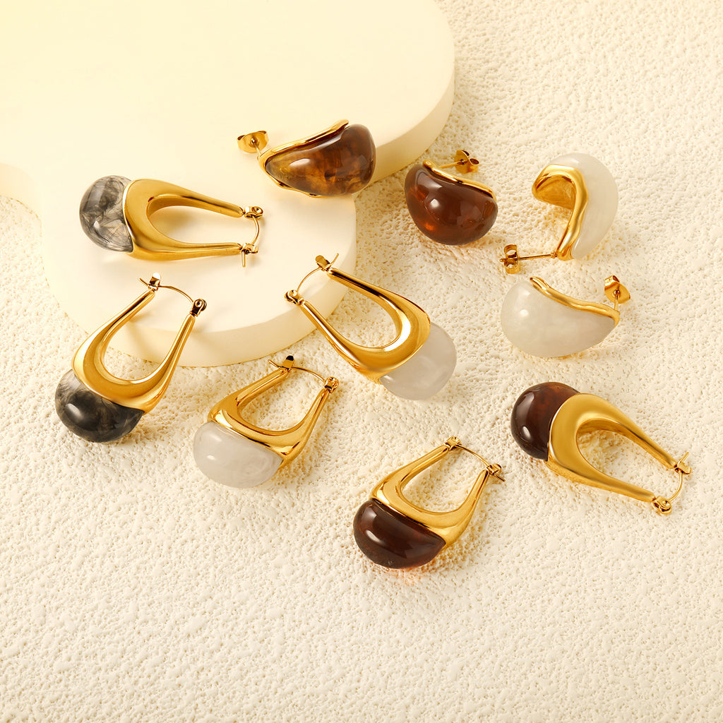 Damen Hängende Ohrringe mit elegantem Goldüberzug und perlmutternem Design Shop Nory