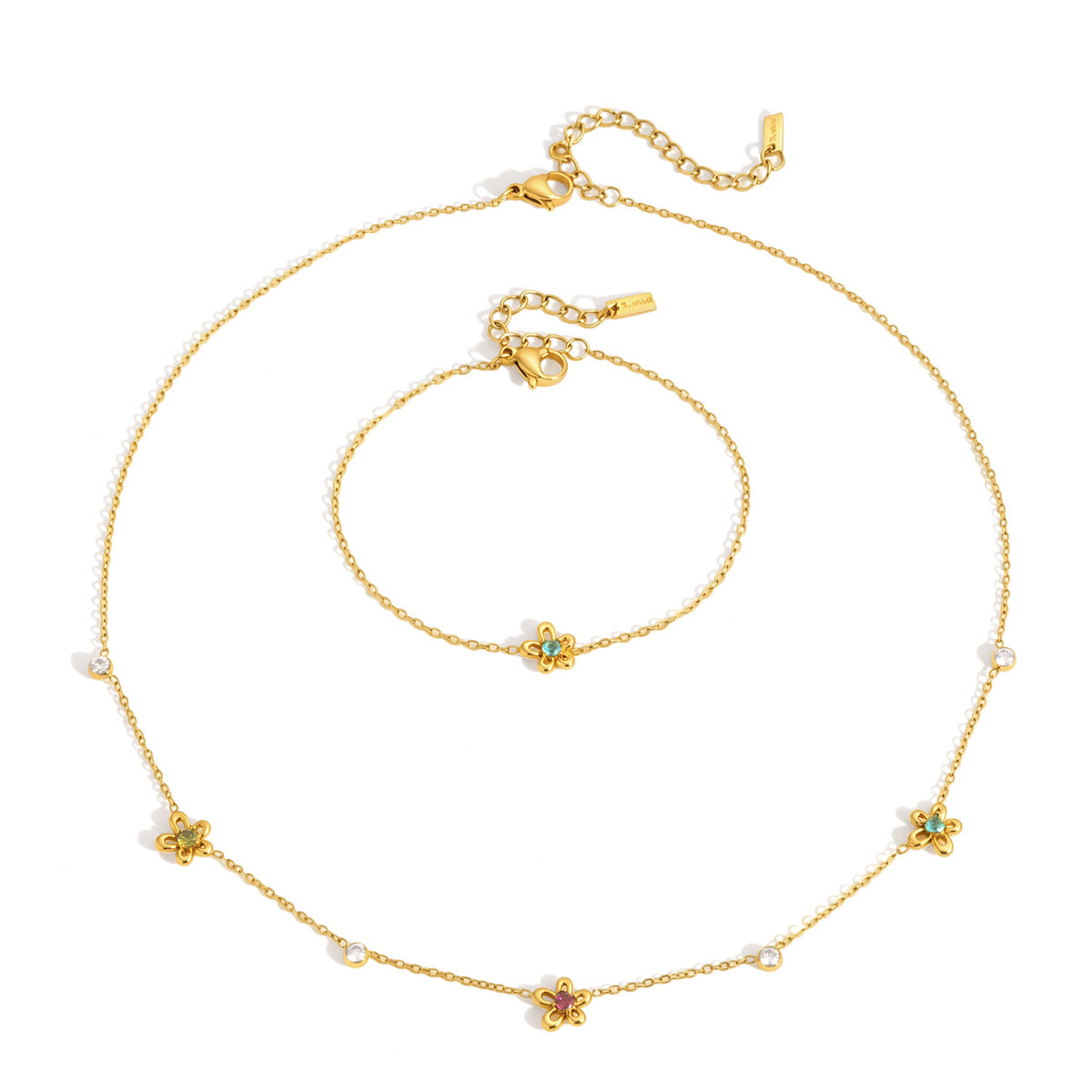 Damen Halskette mit floralen Anhängern und hypoallergener Edelstahlverarbeitung Shop Nory
