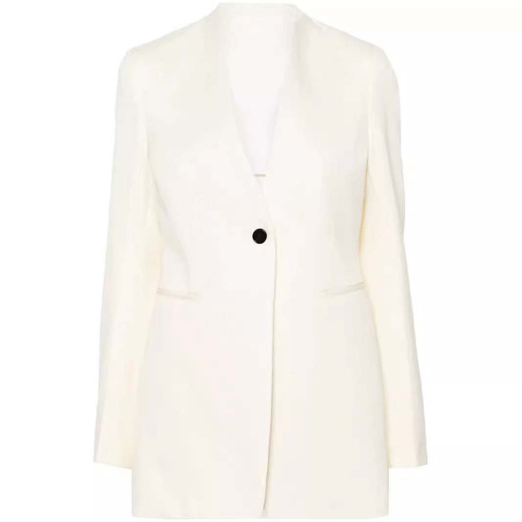 Damen Elegantes Einreihiges Longblazer-Set mit weiter Palazzo-Hose Shop Nory
