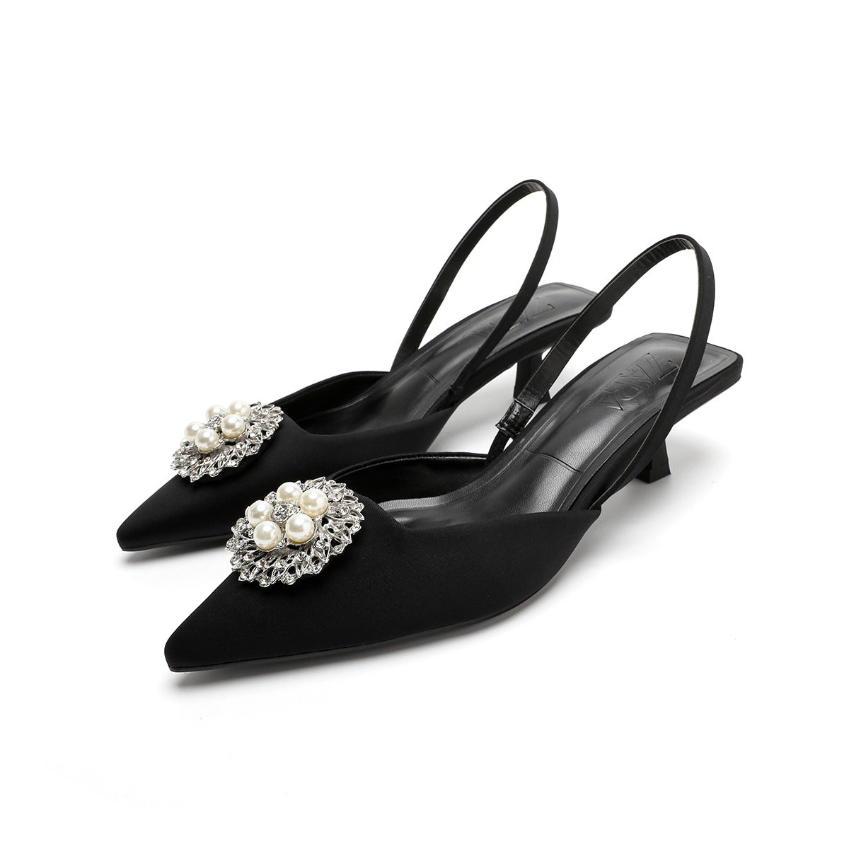 Damen Sling-Pumps mit elegantem Perlenschmuck und bequemer Laufsohle