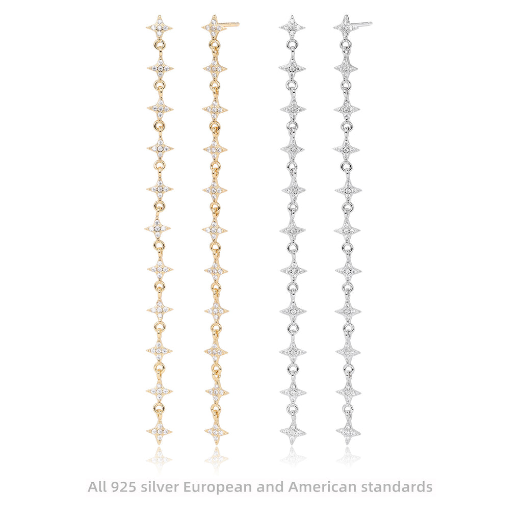 Damen Ohrhänger mit funkelnden Zirkon-Sternen aus hochwertigem 925 Sterling Silber Shop Nory