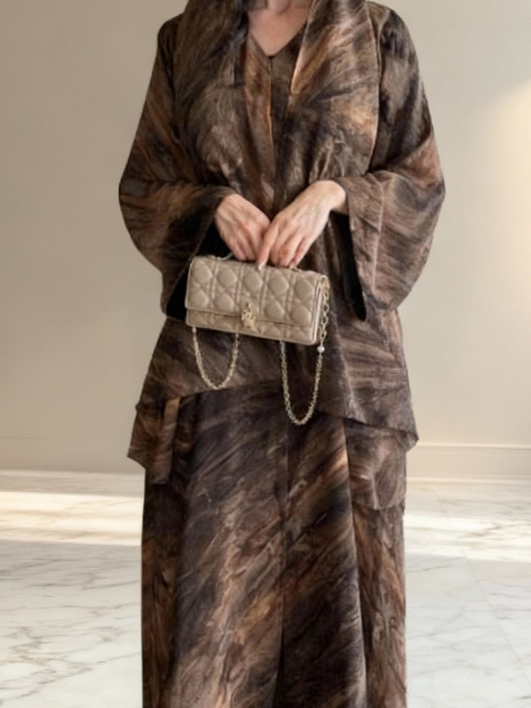 Damen nan langes fließendes Kapuzenkaftan Kleid mit weitem Arm und mehrlagigem Chiffon Shop Nory