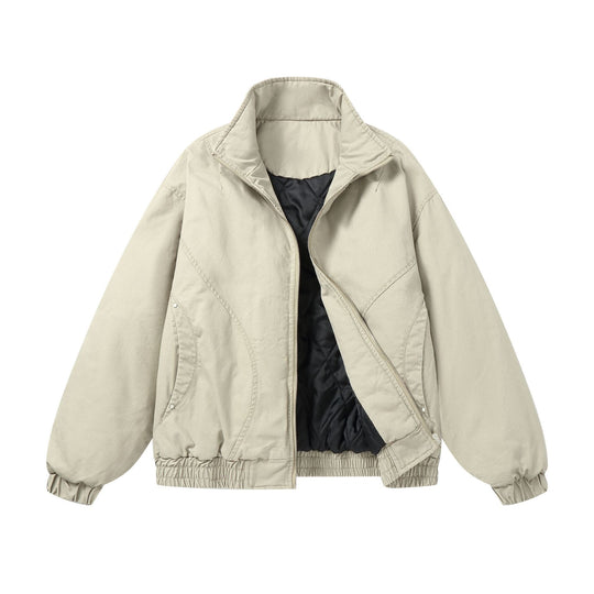 Damen Boxy-wattierte Bomberjacke mit hohem Stehkragen und elastischem Saum Shop Nory