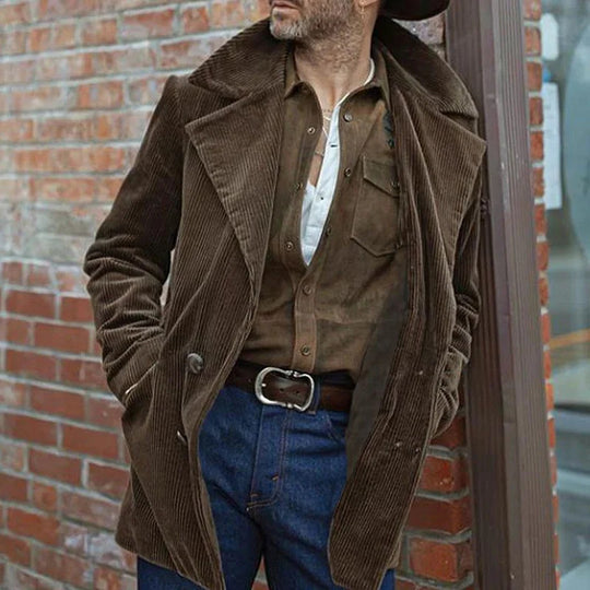 Herren Cordmantel mit breitem Revers und doppelreihiger Knopfleiste Shop Nory