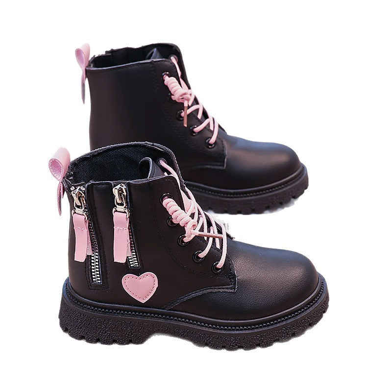 Damen Modische Stiefeletten mit herausnehmbaren Schnürsenkeln und seitlichem Reißverschluss