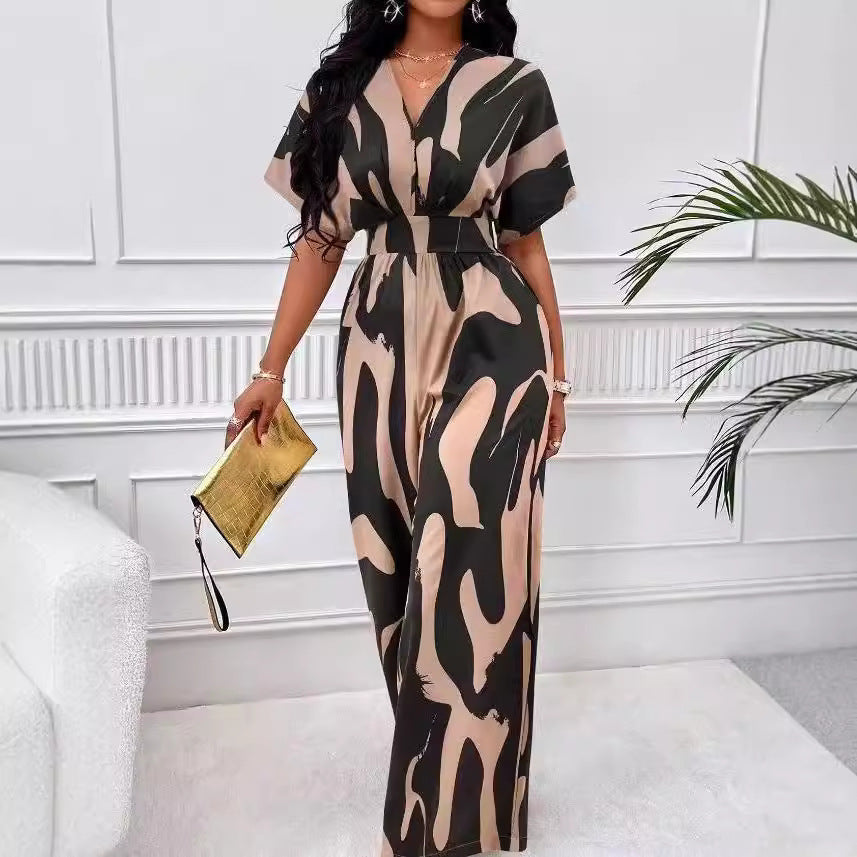 Damen Eleganter Jumpsuit mit weit geschnittenem Bein und raffiniertem Design
