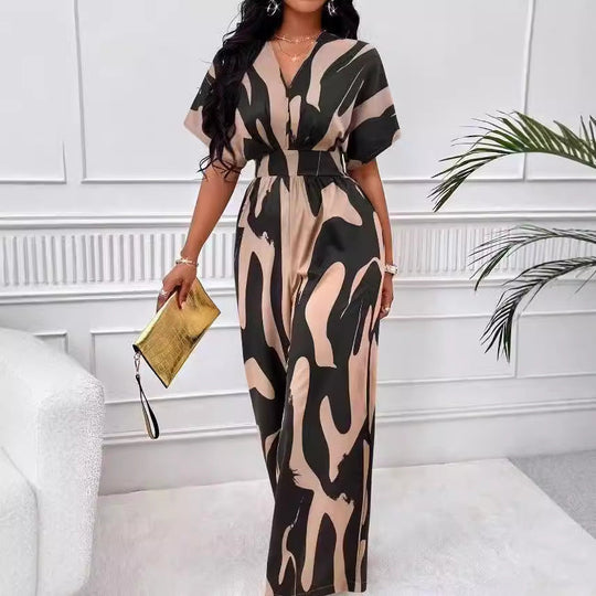 Damen Eleganter Jumpsuit mit weit geschnittenem Bein und raffiniertem Design