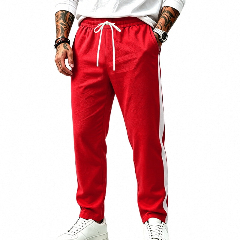 Herren Athletische Trackpants mit geradem Bein, seitlichem Kontrastband und elastischem Tunnelzug Shop Nory