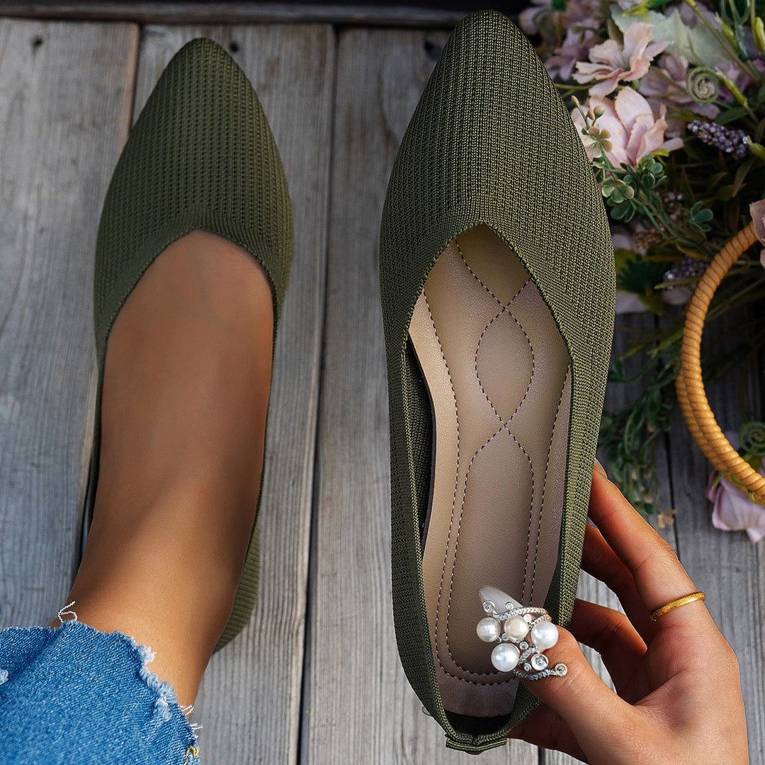 Damen Ballerinas mit kreativem Hahnentrittmuster und flexiblem Fußbett