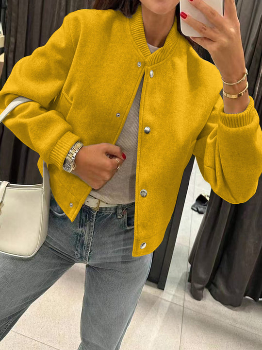 Damen Kurzjacke im Bomberstil aus Teddyfleece mit Rippbündchen Shop Nory