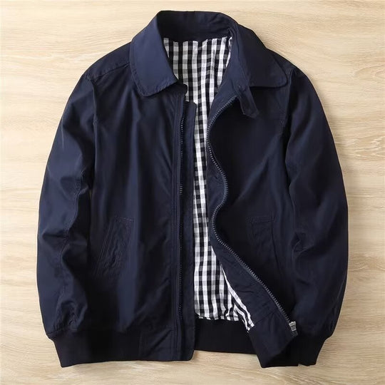 Herren Schlanke Harrington-Jacke im Bomberstil mit Hemdkragen und geripptem Saum Shop Nory