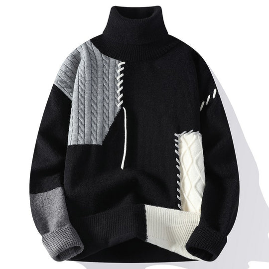 Unisex strukturierter Oversize-Strickpullover mit Zopfmuster und dekorativer Steppnaht Shop Nory