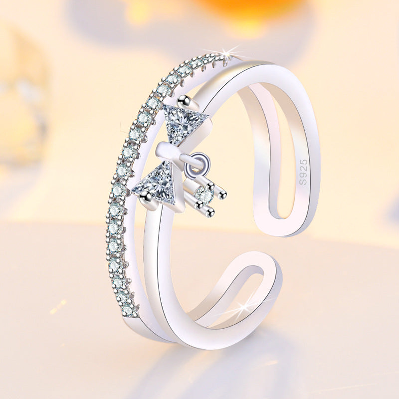 Damen Offener Ring mit funkelndem Schleifendetail und hochwertigem Zirkonia-Besatz Shop Nory