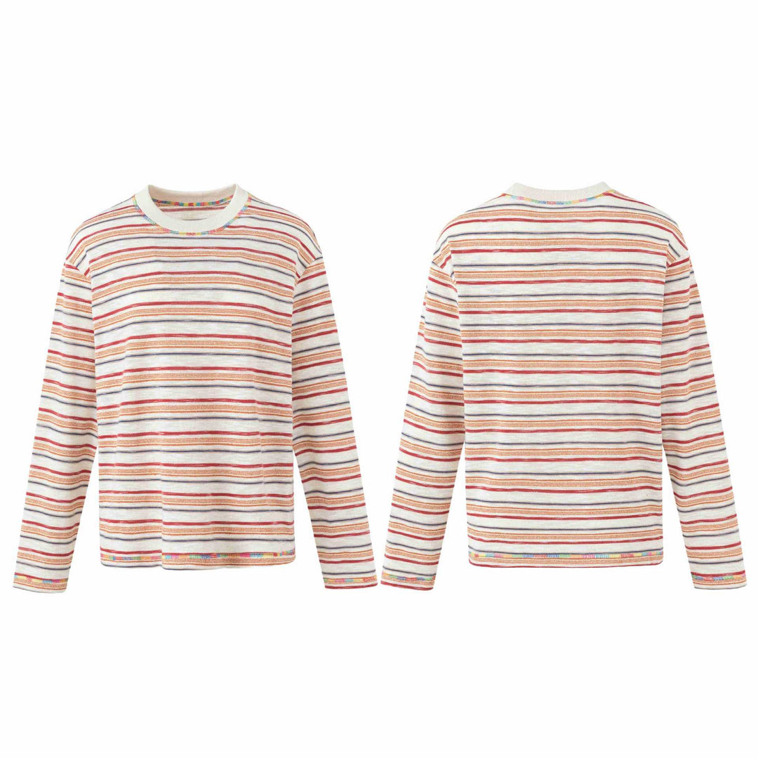 Damen Leichtes gestreiftes Langarm-Strickshirt mit Rundhalsausschnitt Shop Nory