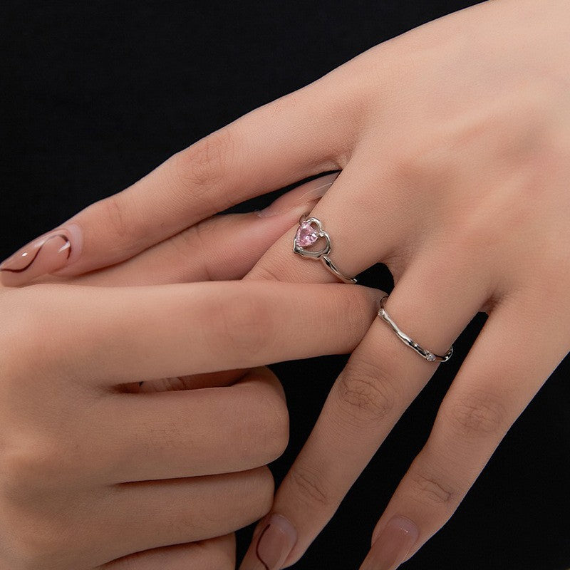 Damen Offener Ring mit herzförmigen Zirkonia und modernem Design Shop Nory