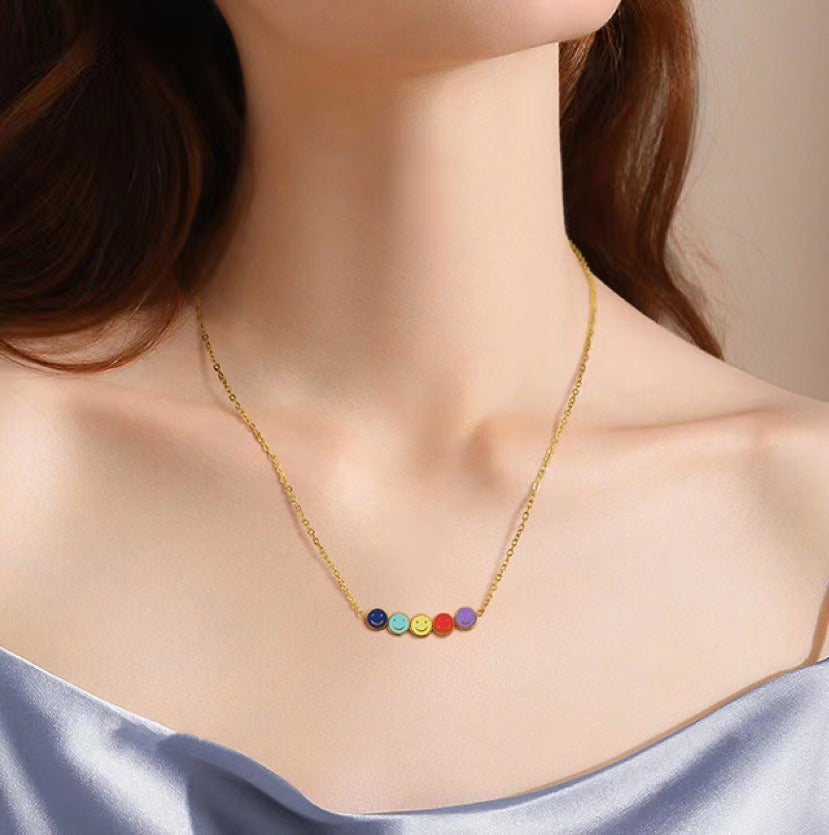 Frauen Playful Smiley Face Charm Halskette Shop Nory