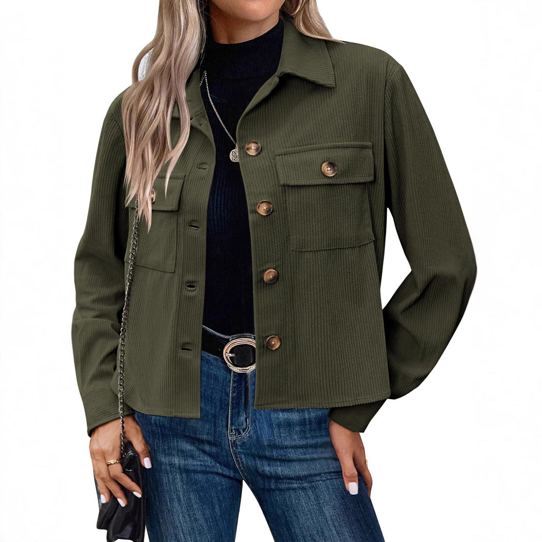 Damen Cordjacke mit zwei Brusttaschen