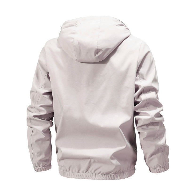 Herren Leichte Outdoor-Softshelljacke mit Kapuze, wasserabweisender Membran und Reißverschlusstaschen Shop Nory