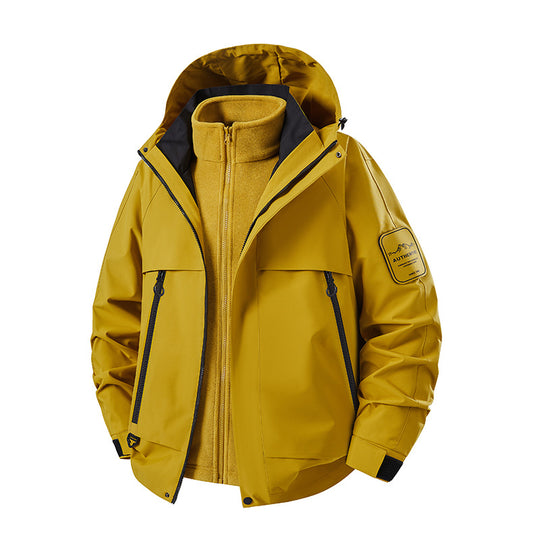 Herren multifunktionale Wasserfeste Softshell-Regenjacke mit abnehmbarer Fleece-Innenjacke Shop Nory