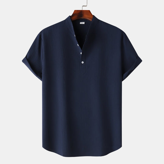 Herren Kurzarmhemd mit modernem Henley-Design und funktionalen Knöpfen Shopnory