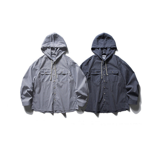 Unisex Oversized Kapuzen-Overshirt aus Baumwollmix mit Brustklappen und durchgehender Knopfleiste Shop Nory