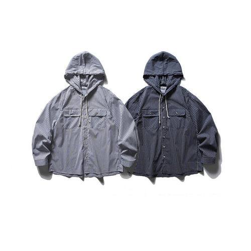 Unisex Oversized Kapuzen-Overshirt aus Baumwollmix mit Brustklappen und durchgehender Knopfleiste Shop Nory