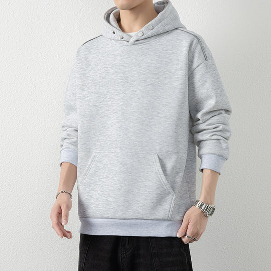 Herren Oversize-Kapuzenpullover mit Kängurutasche & Druckknopf-Hals Shop Nory