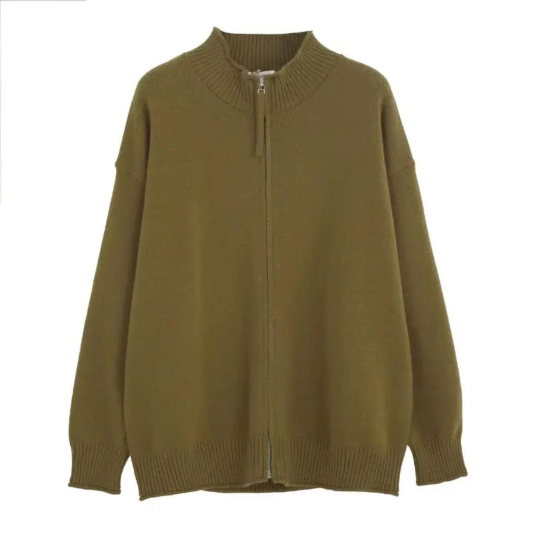 Damen Freizeit Strickjacke mit hohem Kragen und Reißverschluss Shop Nory