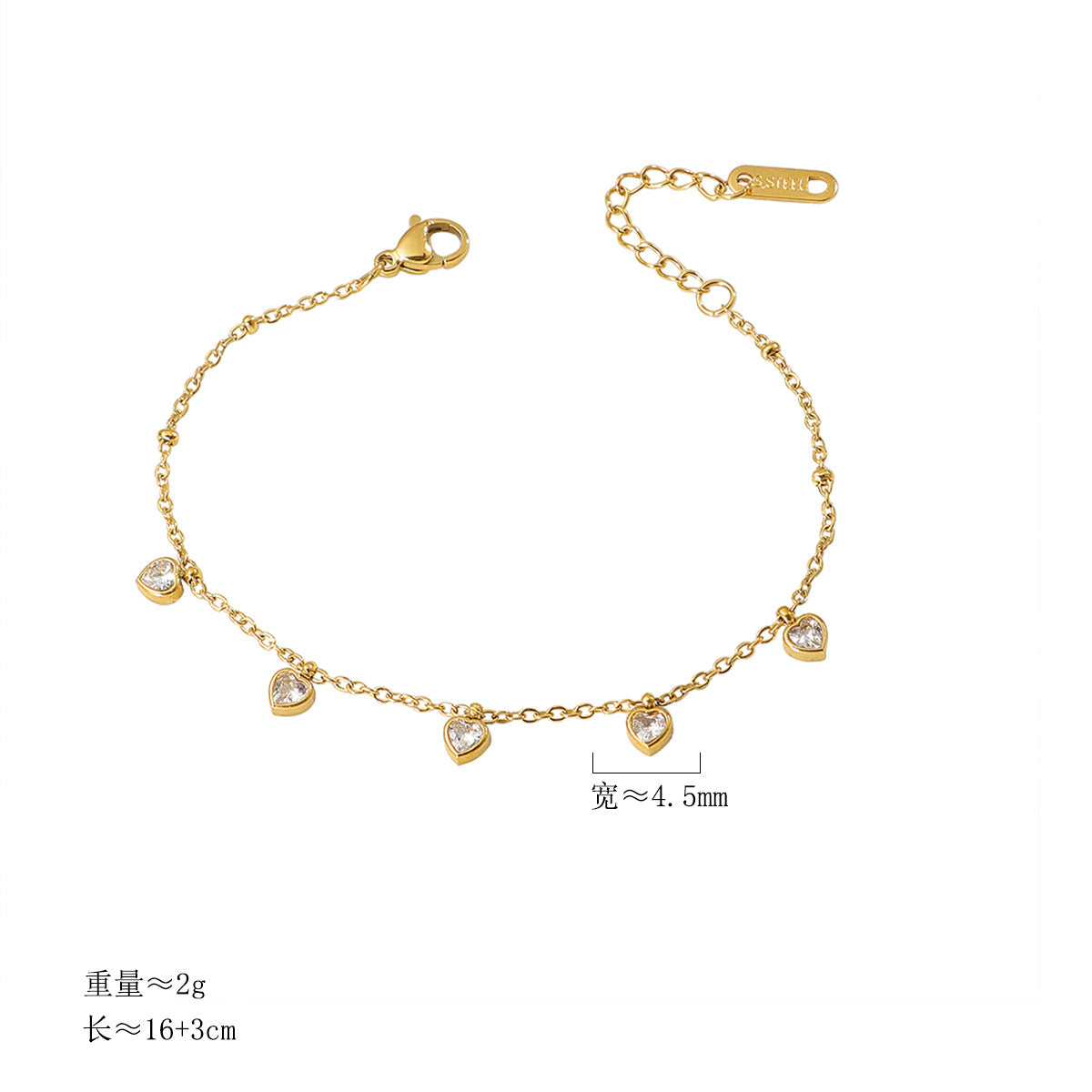 Damen Fußkette mit herzförmigen Kristallanhängern Shop Nory