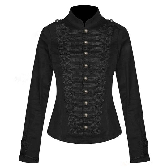Damen Taillierte Militärjacke mit Stehkragen und dekorativer Kordelverzierung Shop Nory