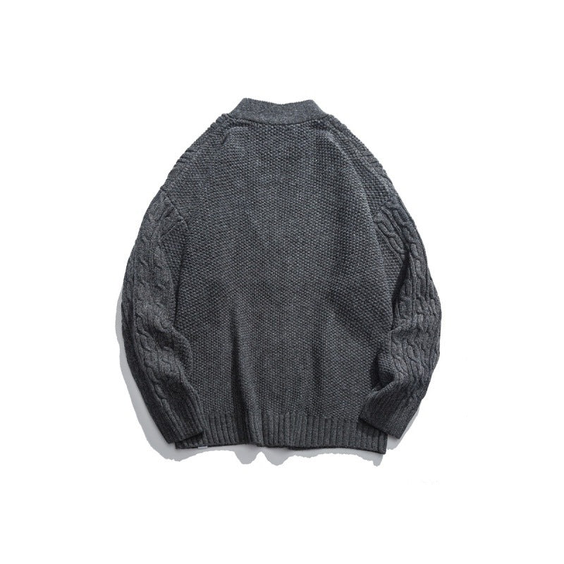 Unisex Oversize-Strickcardigan mit Zopfmuster, V‑Ausschnitt und aufgesetzten Taschen Shop Nory
