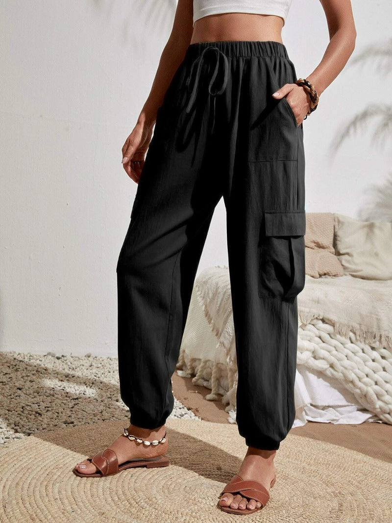 Damen Cargo-Jogginghose mit elastischem Bund, Kordelzug und aufgesetzten Taschen Shop Nory