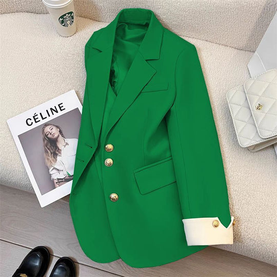 Damen Eleganter Blazer mit Goldknopfdetails Shop Nory