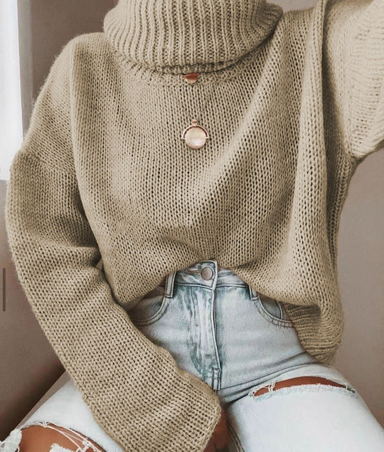 Damen Oversize Rollkragenpullover grobgestrickt mit weitem Schnitt Shop Nory