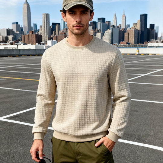 Herren Strukturierter Waffelstrick-Pullover aus Baumwollmix mit Rundhalsausschnitt Shop Nory