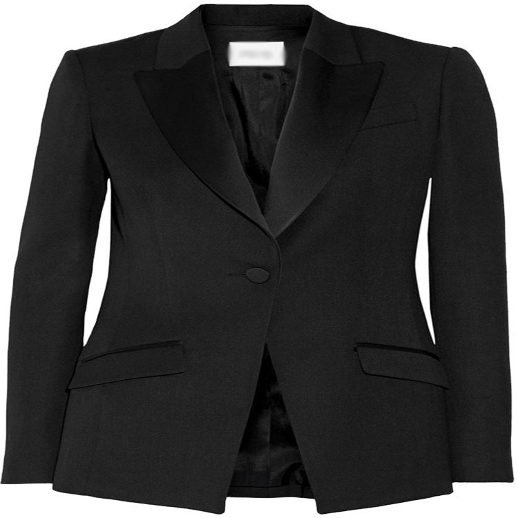 Damen Taillierter Ein-Knopf‑Blazer mit Satinbesatz und konturierter Nahtführung Shop Nory